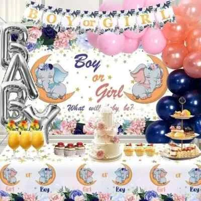 Kit de fiesta decoraciones revelación de género tema elefante centelleante pequeña estrella Foto 1 de 4