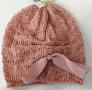 American Rag Women's Bow Knit Beanie Hat Rose Pink - Picture 1 of 6