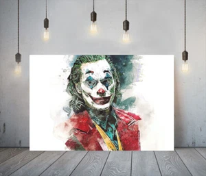 JOAQUIN JOKER 2-DEEP FRAMED CANVAS WALL SKETCH ART PICTURE PAPER PRINT-GREEN RED - Picture 1 of 17