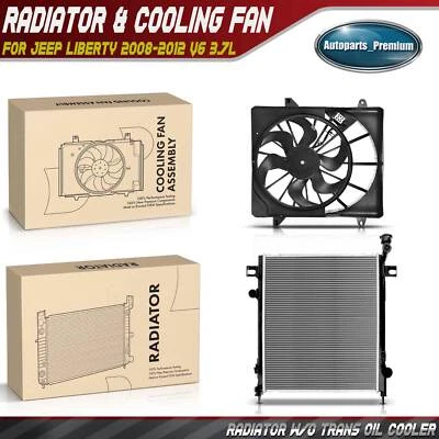 Kit de montaje de radiador y ventilador de refrigeración nuevo 2 piezas para Jeep Liberty 2008-2012 V6 3,7 L Foto 1 de 4
