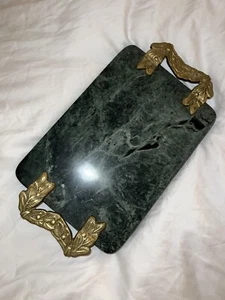 Brass Handled Green Marble Tray, Italian 1960s Rare. - Picture 1 of 3