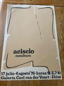 ACISCLO MANZANO 1976 VINTAGE POSTER BEIGE BLACK ABSTRACT MID CENTURY ART PRINT - Picture 1 of 4
