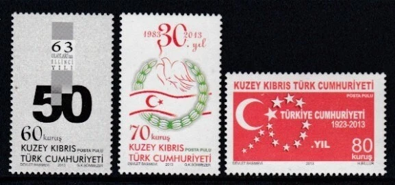 Conjunto de aniversários de Chipre Turco MNH - Imagem 1 de 1