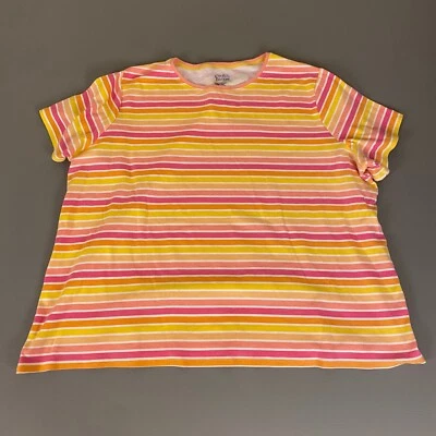 Camiseta listrada Croft & Barrow The Classic plus size 3X amarela rosa - Imagem 1 de 4