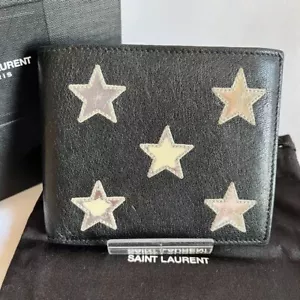 Saint Laurent Geldbörse Schwarz Stern Design Kompakte Größe Herren Mode Acces... - Bild 1 von 9