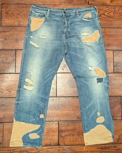 Ralph Lauren Denim & Supply Men's Patchwork Distressed Straight Jeans 40x31 - Picture 1 of 19