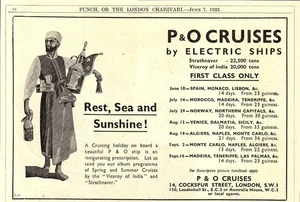 1933 Reklame für P & O Line Electric Cruise Ships Itinarary Art Deco Era Print Ad - Bild 1 von 1
