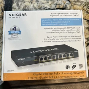 NETGEAR GS308P 8-Port Gigabit Ethernet Unmanaged Switch with 4-Ports PoE - Black - Zdjęcie 1 z 3