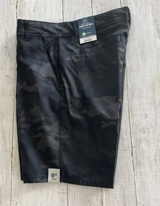 George Herren Pendler Shorts 9" Stretch Twill Medientasche schwarz Tarnmuster Größe 30 - Bild 1 von 9