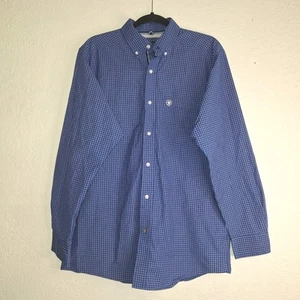 Ariat Pro Series Shirt Mens M Blue Plaid Button Up Rancher Western Rodeo - Picture 1 of 8