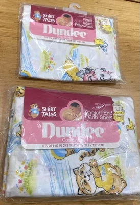 De Colección Nuevo Paquete Camisa Tales Sábana Ajustada Cuna Funda de Almohada Algodón Años 80 Mapache Foto 1 de 4