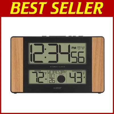 Oak Atomic Digital Clock - Outdoor Temp - Image 1 of 4