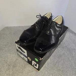 Zapato de golf Footjoy Lopro para mujer talla 10 ancho negro clásico vintage punta de ala - Imagen 1 de 9
