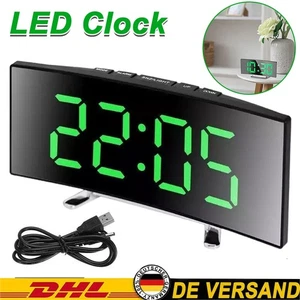 7" LED Wecker Digital Alarmwecker Funk Temperatur Schlummerfunktion USB Tischuhr - Bild 1 von 14