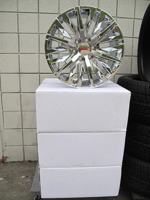 22" NUEVO GMC YUKON SIERRA SUV ESTILO FÁBRICA CROMO JUEGO DE 4 RUEDAS 5921 R Foto 1 de 4