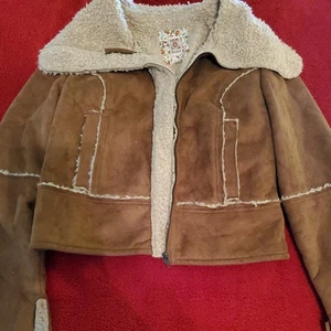 Decree Faux Fur Suede Sherpa Lined Jacket Womens XL Western Cowboy Shearling - Picture 1 of 5