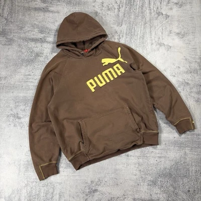 Sudadera con Capucha Puma Vintage Años 00 Suelta Marrón Y2K Logo Grande Talla M Foto 1 de 4