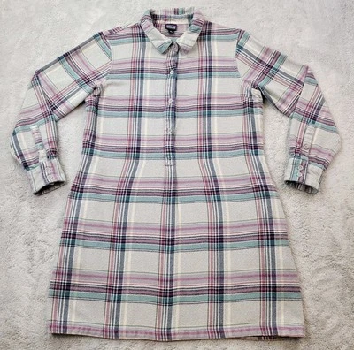 Patagonia Fjord Shirt Dress Womens XS Gray Plaid Flannel Long Sleeve 58470 - Image 1 of 4