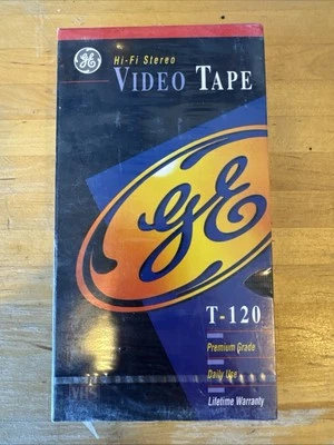  Cinta de video en blanco VHS SELLADA G.E. Hi-Fi estéreo T-120 6 horas premium  Foto 1 de 2