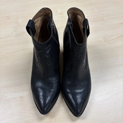 Botas Frye Reina para mujer talla 9 negras de cuero occidental botines al tobillo tacón apilado Foto 1 de 4