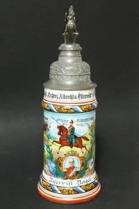 Vecchia brocca riservista Chevauleger 5 Saargemünd boccale boccale birra chope Alsazia Alsazia - Foto 1 di 24