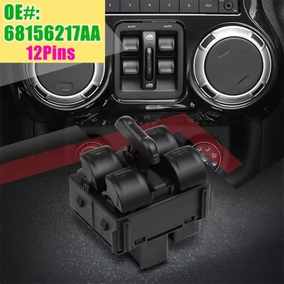 Interruptor de ventana eléctrica central de 4 puertas para Jeep Wrangler JK JL 2012-2018 68156217AA^^ Foto 1 de 4