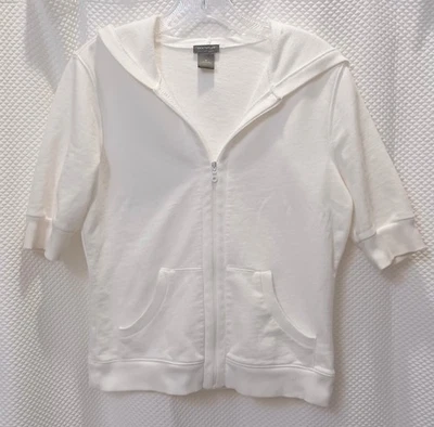 ANN TAYLOR Sudadera con Capucha Blanca con Cremallera Talla M Con Bolsillos Delanteros Foto 1 de 4