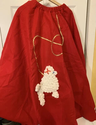 Винтажный 50-х 60-х круг качели рокабилли вырезка Bombshell ретро пудель собаки юбка красный - Изображение 1 из 4