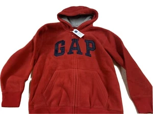 NWT Gap Fleece Logo Hoodie Kid Size 8 (M) Red Unisex Zip Up Thick Gap Kids - Picture 1 of 5