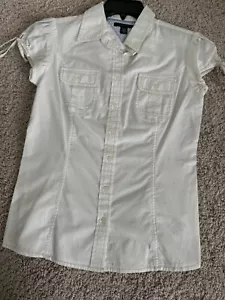 Tommy Hilfiger Shirt Women’s Size S Button Up Short Sleeve Collared White - Picture 1 of 5