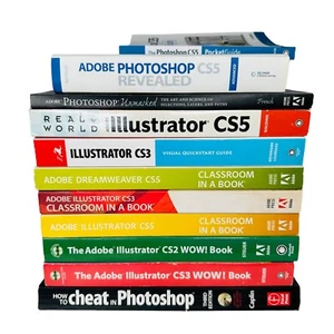 Lot of 11 Adobe CS2 CS3 CS5 Classroom in a Book How to Cheat CD-ROMs Paperbacks - Imagen 1 de 2