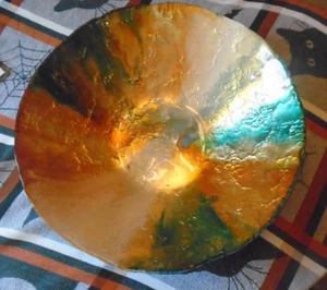 Moderne große mehrfarbig irisierende 12" x 12" wunderschöne dekorative Glasschale - Bild 1 von 6