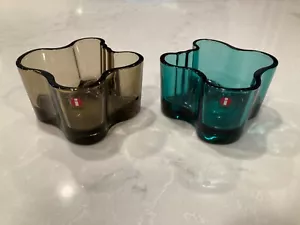 iittala Alvar Aalto TEAL grün und sand Kerzenhalter Teelichthalter - Bild 1 von 15