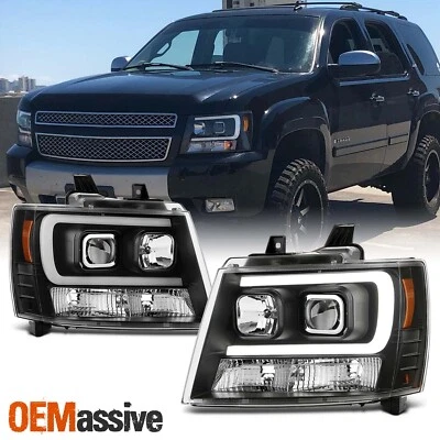 Fits 07-14 Chevy Suburban | Tahoe | Avalanche Black LED DRL Projector HeadLights - Image 1 of 4