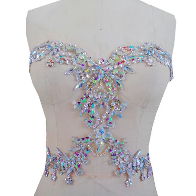 Vestido de noche de baile con diamantes de imitación apliques floral brillante disfraz motivo 1 pieza Foto 1 de 4