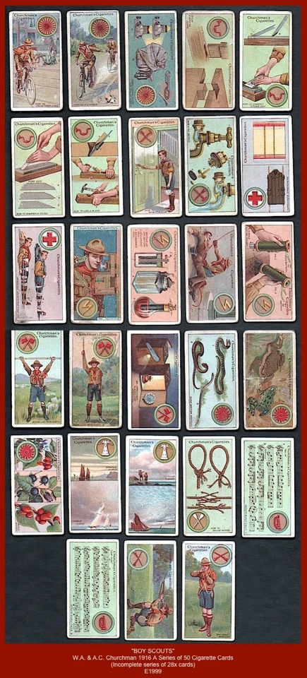 "BOY SCOUTS" - 1916 Churchman Cigarette Cards (28x cards from series of 50 ^ - Image 1 of 2