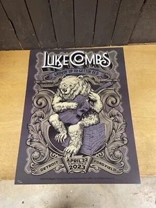 Póster de concierto de Luke Combs Ford Field de Detroit del 4-22-23 #26 de 300 agotado - Imagen 1 de 6