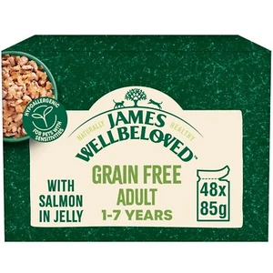 48 x 85g James Wellbeloved Grain Free Adult Wet Cat Food Pouches Salmon in Jelly - Picture 1 of 1