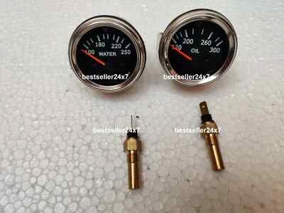 2" / 52mm Electrical Water Coolant and Oil Temp Gauge with senders - black Face - Image 1 of 3