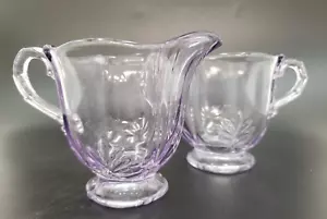 Fostoria 'Baroque' Orchid Lavender Individual Creamer & Open Sugar Set - Picture 1 of 14