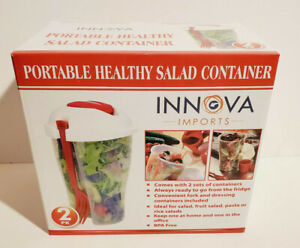 INNOVA IMPORTS PORTABLE SALAD CONTAINERS SET2 FORKS DRESSING CONTAINER BPA FREE 