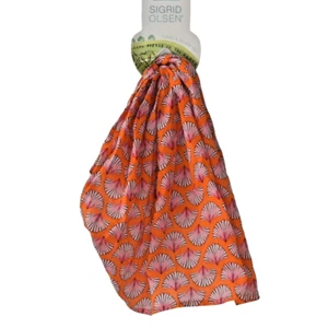 Sigrid Olsen Bufanda 22 X 22 Naranja Algodón Abanicos Geométricos Nuevo con etiquetas - Imagen 1 de 4