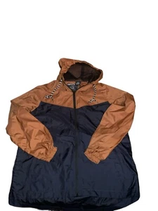 Distortion Comfort And Style brand Brown And Blue Wind  Breaker Jacket Men M - Picture 1 of 11