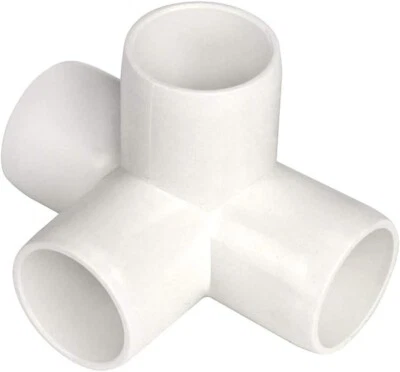 PERFORMANCE PVC 3/4" Furniture Grade 4-Way Side Outlet Tee PVC Fitting - 16 Pack