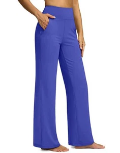 Yoga Pants Women Wide Leg Dress Pants with Pockets High Waist Stretch Petite/... - Picture 1 of 7