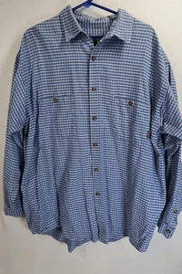 Patagonia Button Up Long Sleeve Organic Cotton Size XL Blue Plaid Collard - Picture 1 of 9