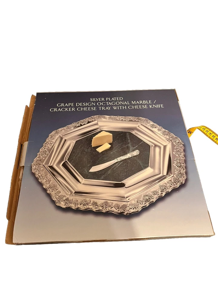 Godinger银盘奶酪托盘原装盒假日礼物嘉年华派对美食家 — 第 1/4 张图片