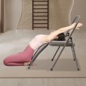 Yoga Auxiliary Chair with Lumbar Back Support Foldable Balance Handstand Gray US - Picture 1 of 19