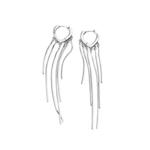 Damen Creolen Ohrringe Ohrhänger Lange Kette echt Silber 925 DE - Bild 1 von 3
