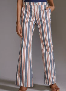 Anthropologie Low-Rise Striped Flare Pants SIZE 10 (Q5-2) - Picture 1 of 6